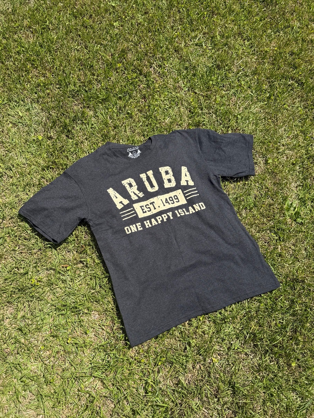 Aruba 'One Happy Island' Graphic Tee - Dark Grey